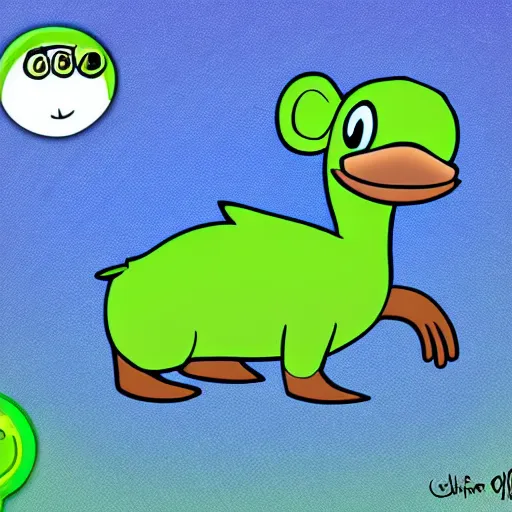 Image similar to character design of cute platypus, cartoon style