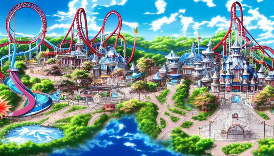 1150803 colorful, anime, anime girls, park, original characters,  screenshot, amusement park, amusement ride - Rare Gallery HD Wallpapers