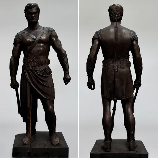 Prompt: Henry cavill roman statue