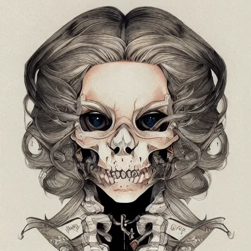 Image similar to anime manga skull portrait young woman skeleton, bugs bunny, intricate, elegant, highly detailed, digital art, ffffound, art by JC Leyendecker and sachin teng