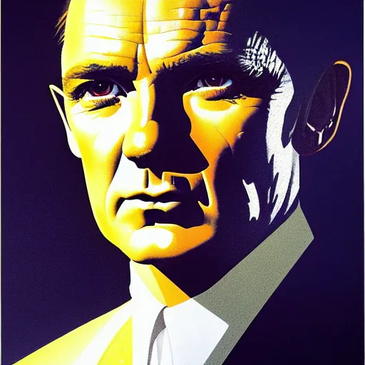 Image similar to portrait soft light, by frank mccarthy and killian eng, inspired by james bond, screen print and airbrush, fine, highly sharp detail