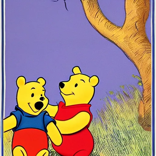 Image similar to winnie the pooh, soviet propaganda poster