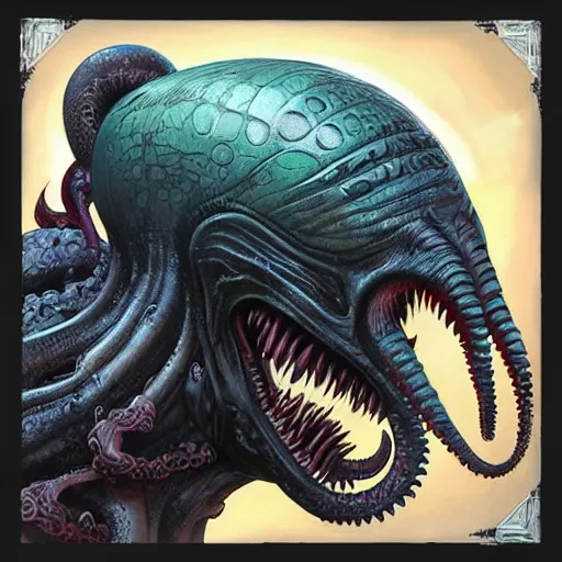 Prompt: lofi scorn giger alien venom joker lovecraftian lovecraft portrait, side view, octopus, Pixar style, by Tristan Eaton Stanley Artgerm and Tom Bagshaw.