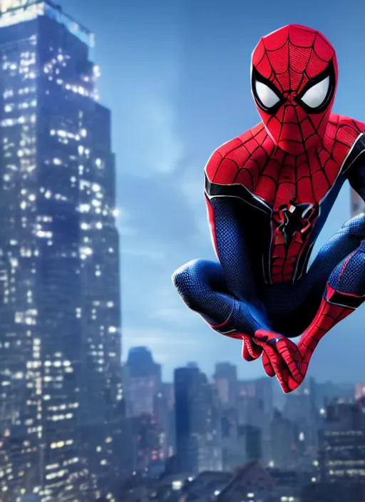 Image similar to photograph of a miles - morales and spider - man hybrid, dslr, cinematic, volumetric lighting, 8 k resolution, photorealistic