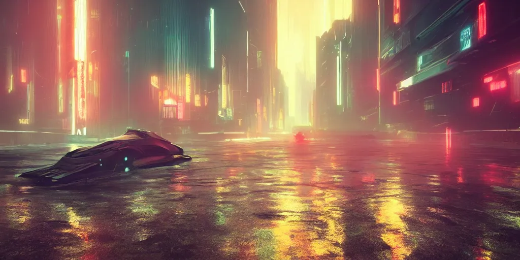 Prompt: A scene from Bladerunner 2049 rendered by Beeple synthwave style environment concept digital art unreal engine WLOP trending on artstation