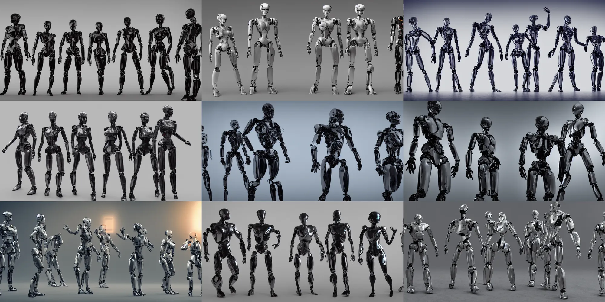 Prompt: humanoid robots preparing to fight, photorealistic, octane render