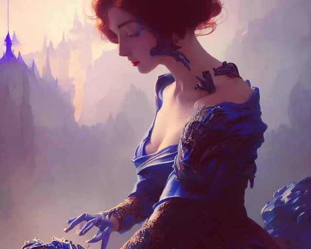 Image similar to photography of yves klein, deep focus, d & d, fantasy, intricate, elegant, highly detailed, digital painting, artstation, concept art, matte, sharp focus, illustration, hearthstone, art by artgerm and greg rutkowski and alphonse mucha