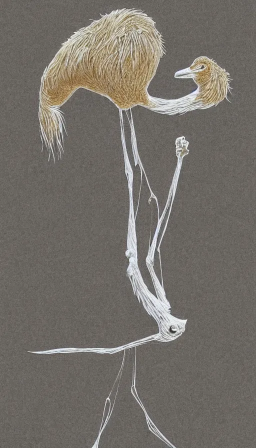 Image similar to stick figures ostrich, by yoshitaka amano