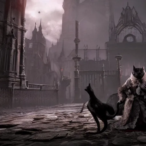 Prompt: bloodborne but with cats