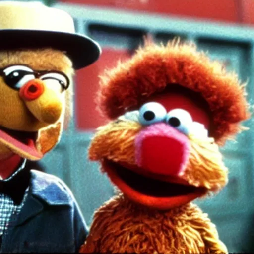 Image similar to high quality movie still of gonzo the muppet in back to the future