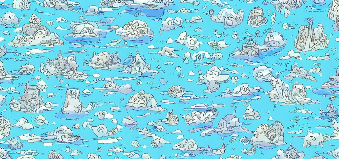 Prompt: pattern of cartoony water, ghibli