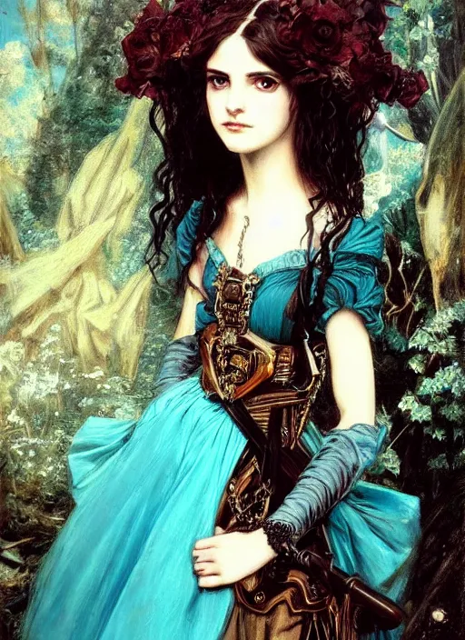 Image similar to ( ( gothic # ) ) princess portrait *. *. by william henry hunt * *, highly detailded, turquoise rust, steampunk, battle angel alita