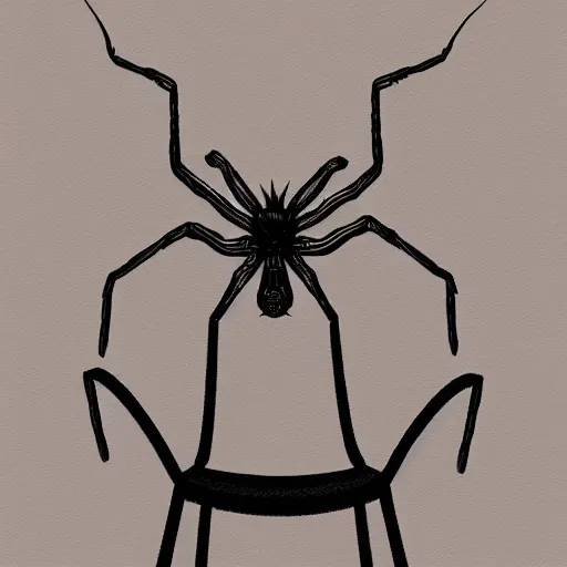 Prompt: arachnid sitting in chair, photorealistic