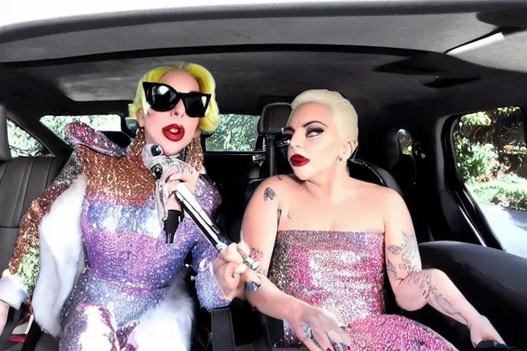 Image similar to lady gaga and judy garland carpool karaoke