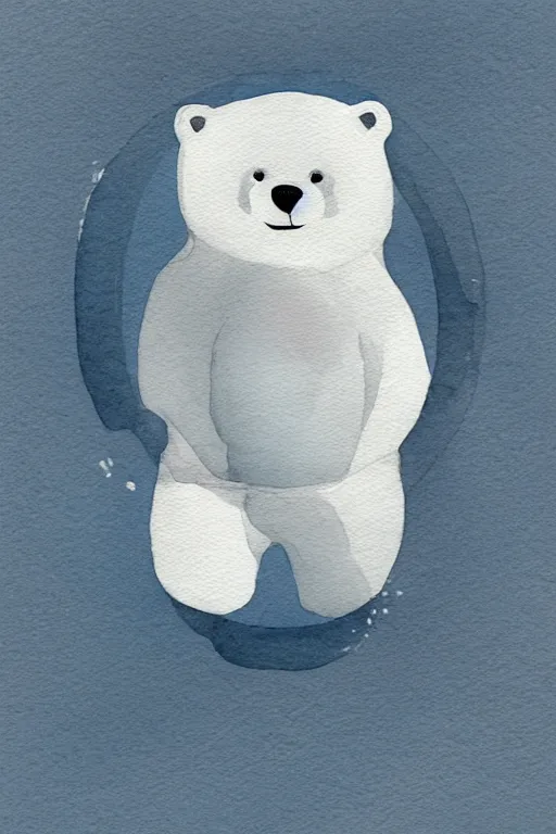 Prompt: a cute anime polar bear holding a thick dark ring, watercolor, white background, lovely