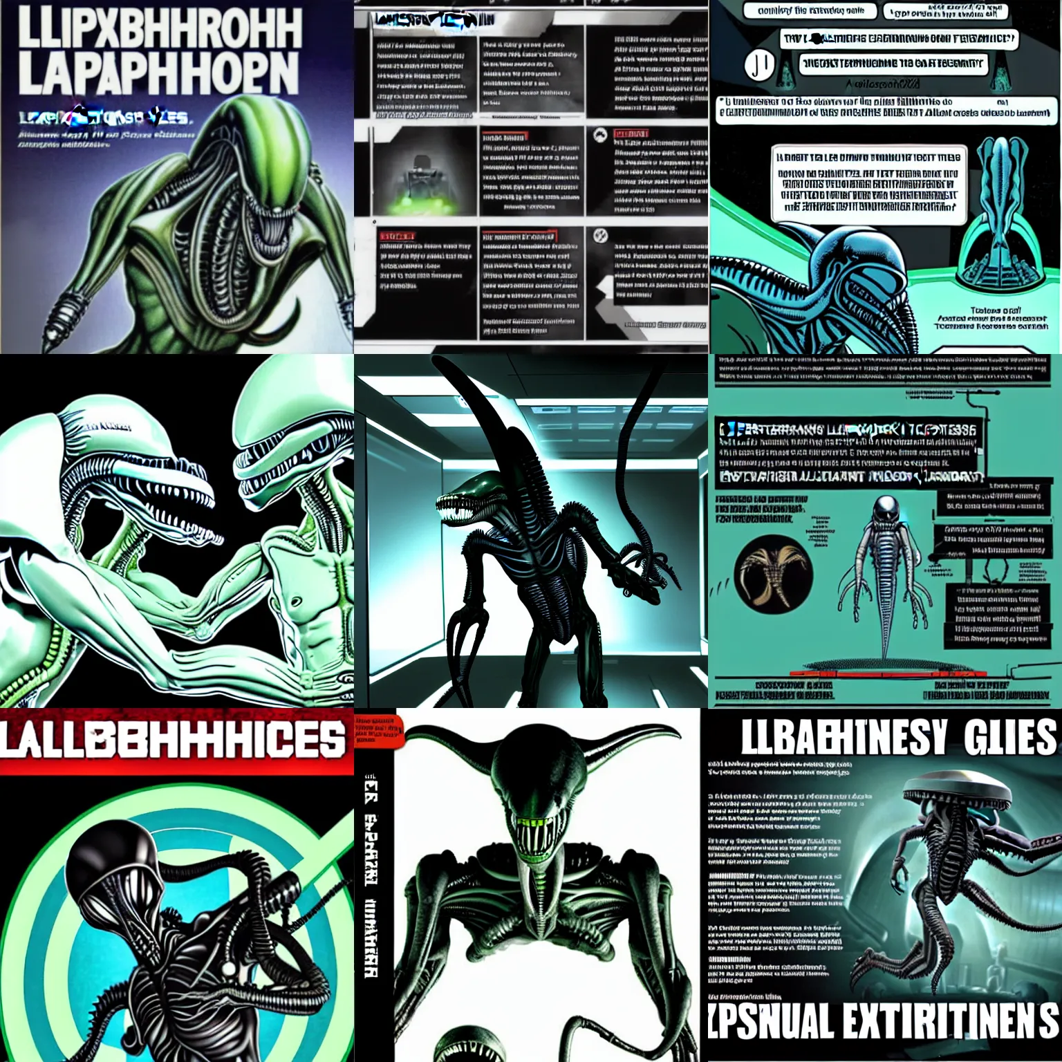 Prompt: aliens xenomorph laboratory testing guide. scientific journal.