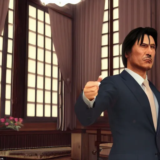 Image similar to Giuseppe Conte in Yakuza videogame, digital art 8k artwork, fine dressed