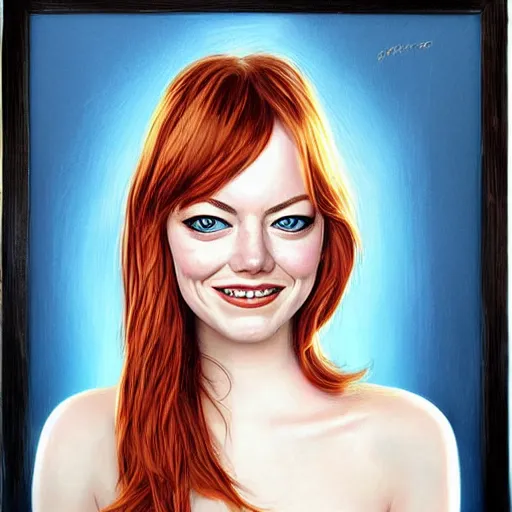 Prompt: emma stone as an owl, artwork by mark brooks,