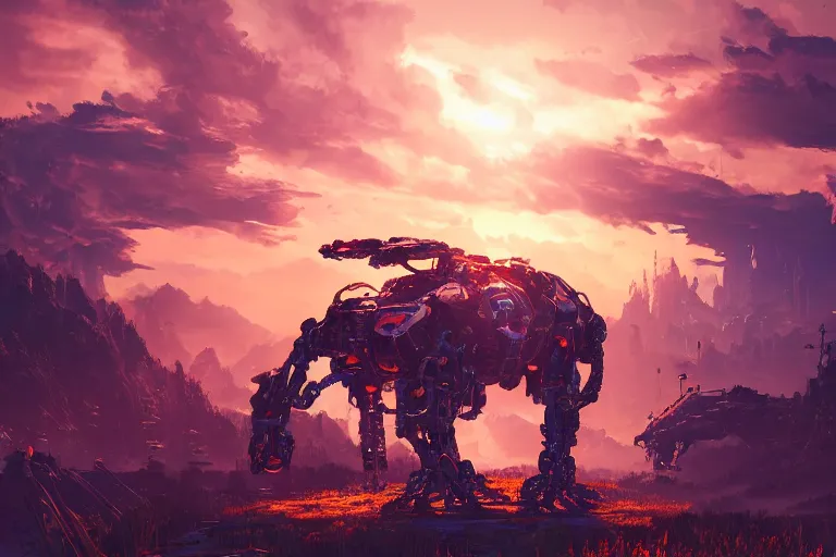 Image similar to slitherfang machine mecanical creature robot of horizon forbidden west horizon zero dawn radiating a glowing aura global illumination ray tracing hdr fanart arstation by ian pesty and alena aenami artworks in 4 k