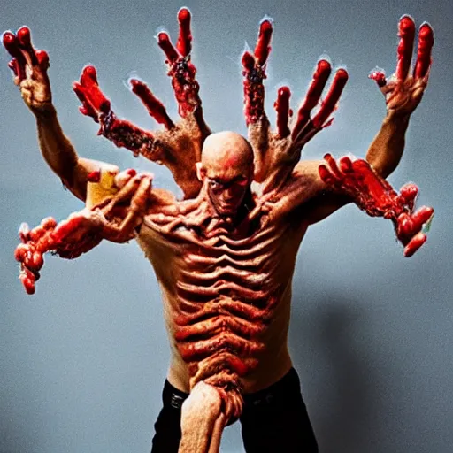 Prompt: a man with 10 arms