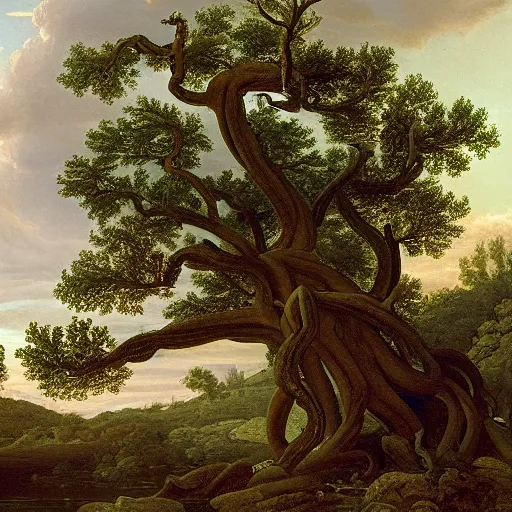 Image similar to tree with octopus roots, asher brown durand