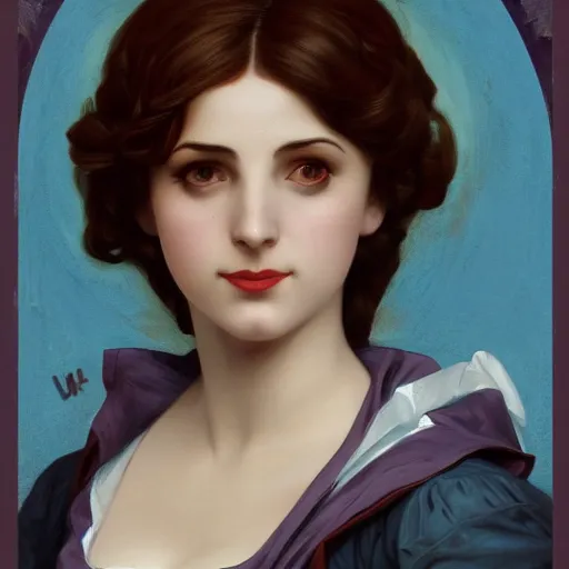 Prompt: Portrait of Elizabeth from Bioshock Infinite, art by William Adolphe Bouguereau, extremely detailed, 4K