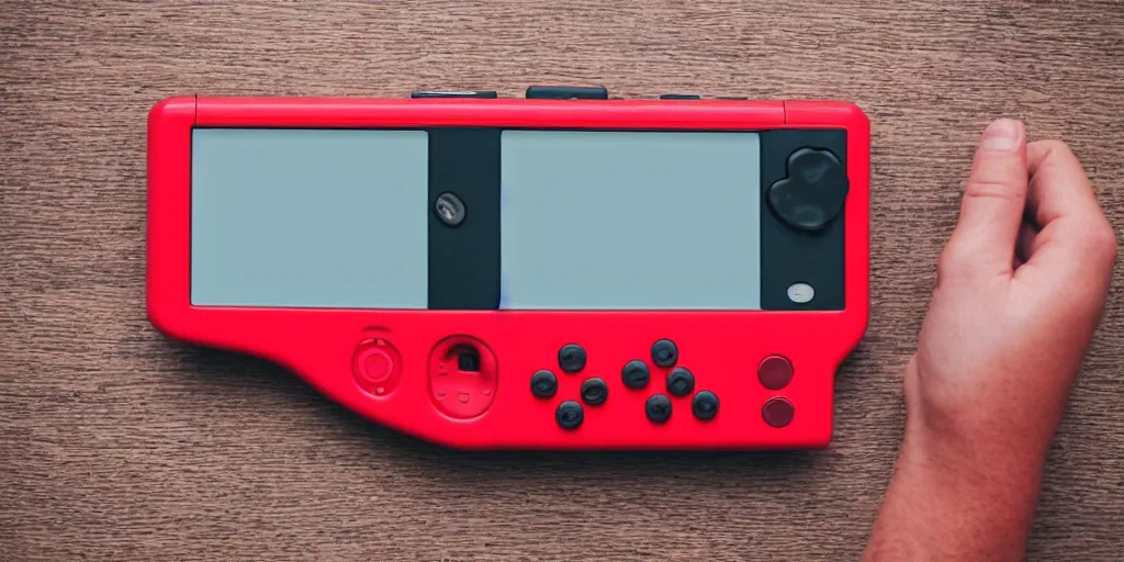 Image similar to heart monitor films on a wide red gameboy handheld console