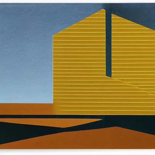 Prompt: a building in a stunning landscape by tomma abts