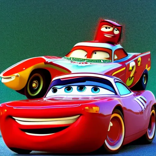 Image similar to car jesus christ chrysler as a car from cars 2, jesus, as a car from the movie cars 3, cinestill,