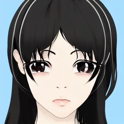 Image similar to full headshot portrait of a girl with long black hair, wearing a surgical mask, drawn by ATDAN, by Avetetsuya Studios, attractive character, colored sketch anime manga panel, trending on Pixiv