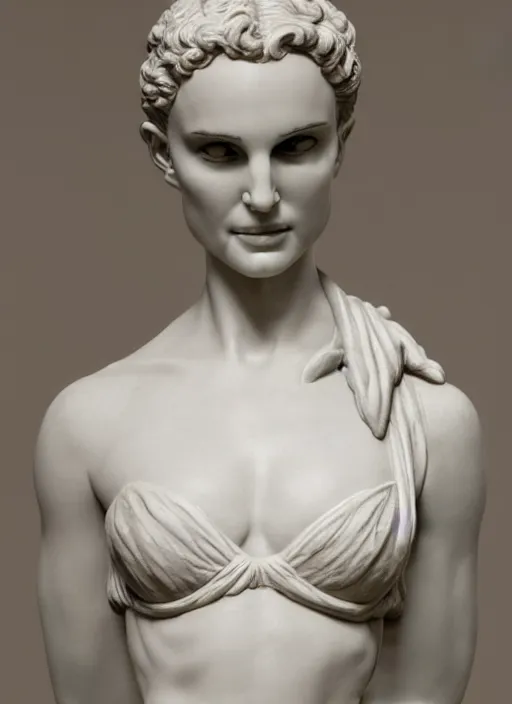 Prompt: Michelangelo's statue of Natalie Portman, highly detailed, 8k