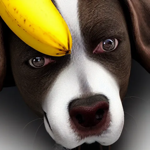 Image similar to dog eating banana realistic 8 k,