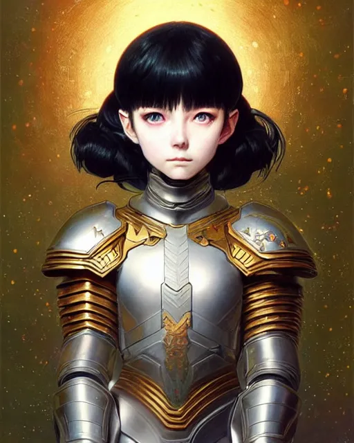 Image similar to portrait of beautiful cute young maiden girl with short white hairs in warhammer armor, art by ( ( ( kuvshinov ilya ) ) ) and wayne barlowe and gustav klimt and artgerm and wlop