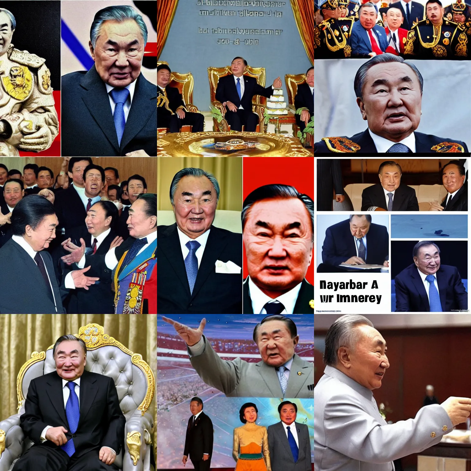 Prompt: Nazarbayev as a God emperor of Mankind