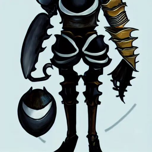 Prompt: human wearing hollow knight armor