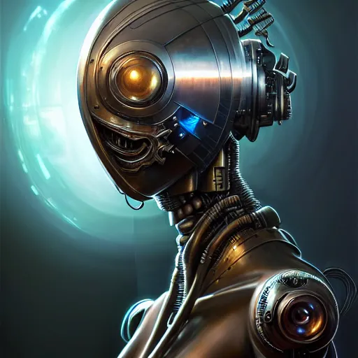 Image similar to front shot of a cyberpunk gazmask robot character, intricate, elegant, highly detailed, centered, digital painting, artstation, concept art, smooth, sharp focus, illustration, artgerm, Tomasz Alen Kopera, Peter Mohrbacher, donato giancola, Joseph Christian Leyendecker, WLOP, Boris Vallejo