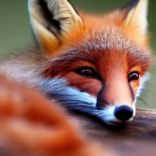 Prompt: photorealistic stunning journalist closeup of a cute fox sleeping, bbc earth, hyperdetailed, super fluffy, documentary