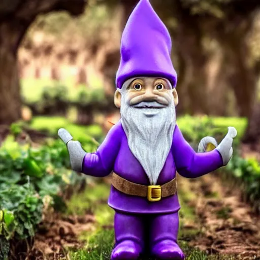 Image similar to purple gnome controlling spirits to fight off tree people in a winery. fantasy