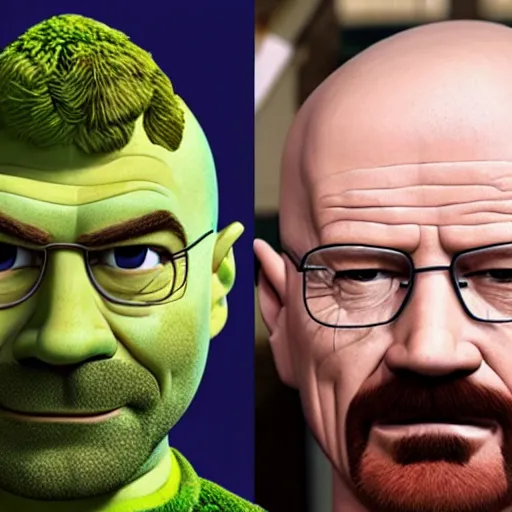 Prompt: Walter White as Shrek,