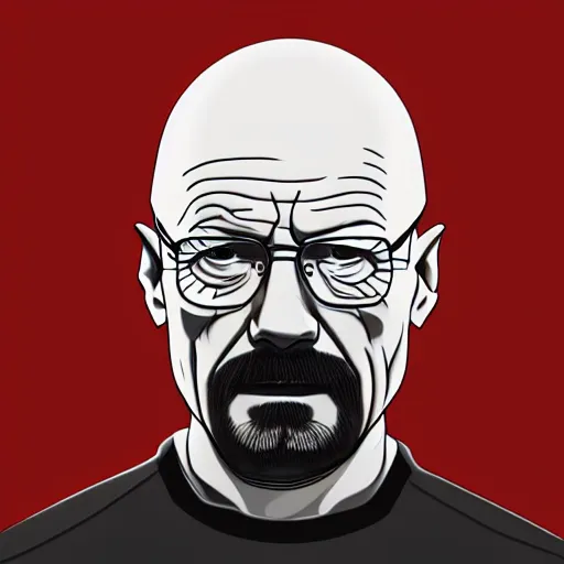 Image similar to walter white's head coming out of a red mist, epic, trending on artstation, profile pic, centered, accurate anatomy, highly detailed, digital art,