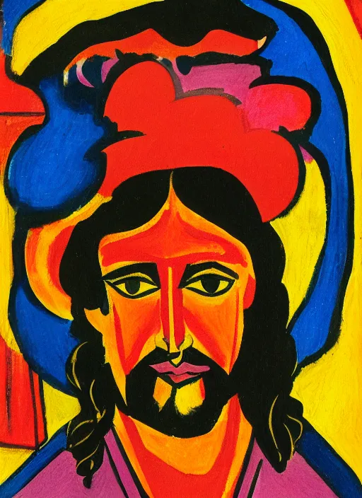 Image similar to self portrait of jesus parting seductively, 8 k cel shades, pivix, in the style of ernst ludwig kirchner