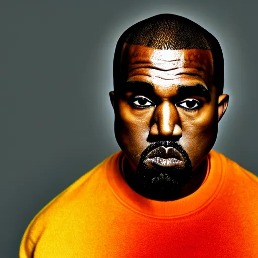 Image similar to 4 k editorial photograph of down syndrome kanye west, sharp focus, soft lighting, edge lighting, studio portrait, 1 3 mm film color grading