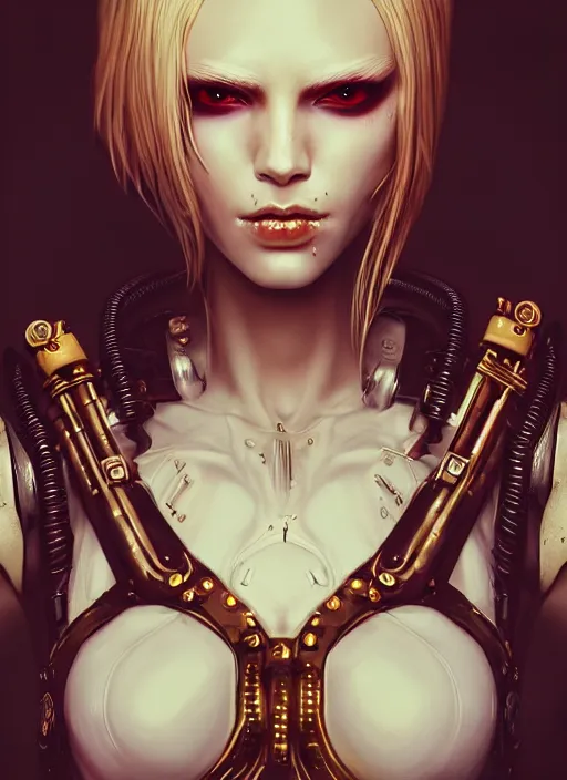 Image similar to soft lustrous ivory ebony biotech raver gutter punk gothic steampunk cyborg, golden ratio, details, scifi, fantasy, cyberpunk, intricate, decadent, highly detailed, digital painting, octane render, artstation, concept art, smooth, sharp focus, illustration, art by artgerm, loish, wlop