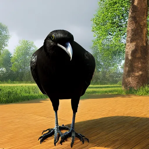 Image similar to a giant crow, photorealistic computer animation, unreal engine