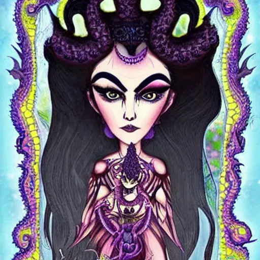 Image similar to Eldritch fairy lovecraft Woman, black hair, Kali