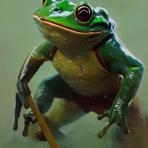 Image similar to frog wearing hockey uniform, intricate, sharp focus, illustration, highly detailed, digital painting, concept art, matte, art by ruan jia and wlop and greg rutkowski, masterpiece