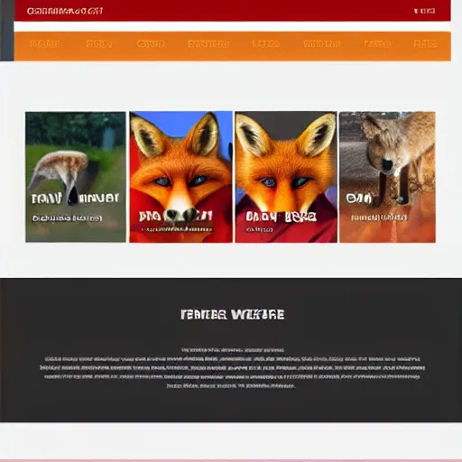 Prompt: web site home page template themed to foxes