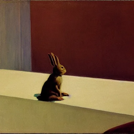 Image similar to a rabbit by edward hopper