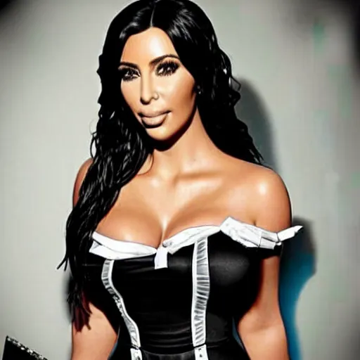 Image similar to kim kardashian as a french maid