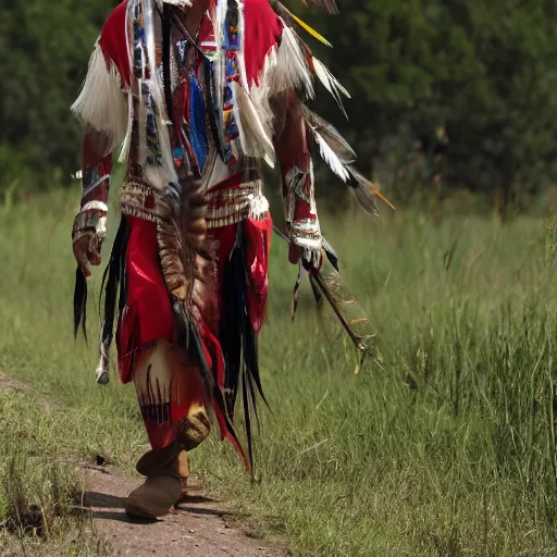 Prompt: native american chief walking